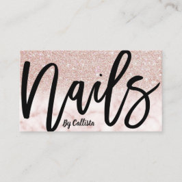 Modern Chic Ro Guld Glitter Marble Nagel Tech Visitkort