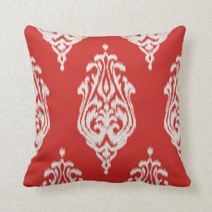 Modern chic röd damastast ikat kudder kudde