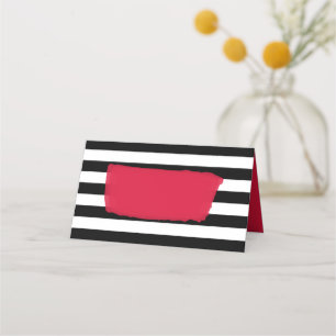 Modern Chic Rosa Black and White Rand Placeringskort