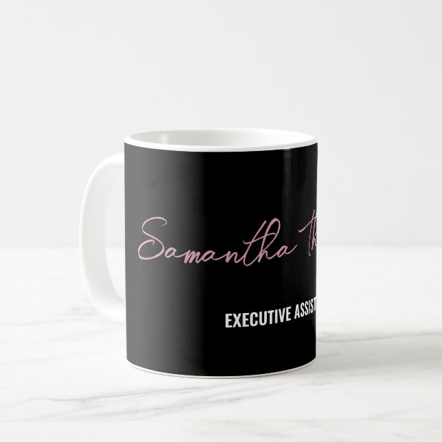 Modern Chic Rosa Black Minimalist-skript Kaffemugg (Framsida vänster)
