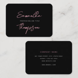 Modern Chic Rosa Black Professionell Script Visitkort
