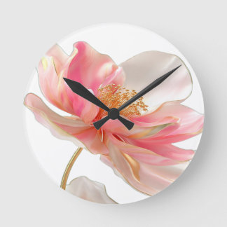 Modern Chic Rosa BlommigAccentkudde Rund Klocka