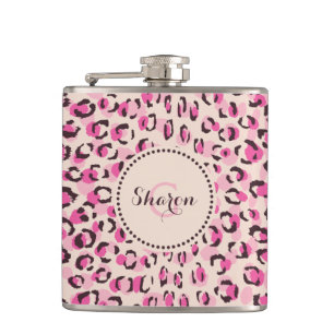 Modern chic rosa cheetah skriver ut mönster monogr fickplunta