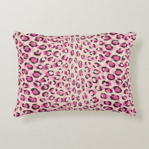 Modern chic rosa cheetah skriver ut mönster monogr prydnadskudde
