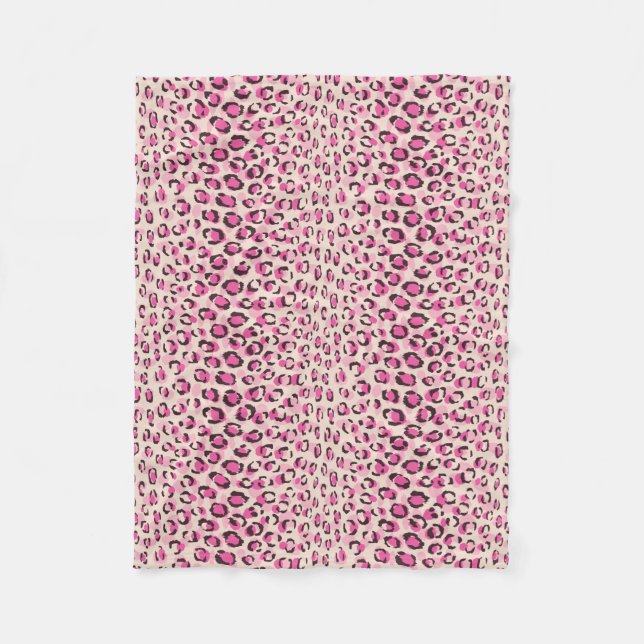 Modern chic rosa cheetah tryck mönster monogram fleecefilt (Framsidan)