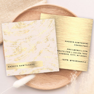 Modern Chic  Rosa Faux Guld Brushed Metall Fyrkantigt Visitkort