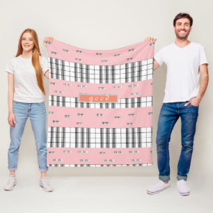 Modern Chic Rosa och vit Fleecefilt