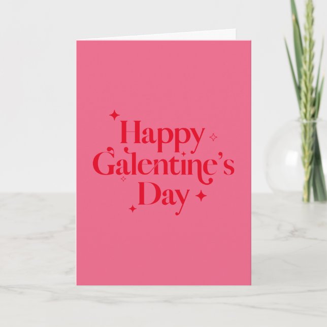 Modern Chic Rosa Red Gnistra Galentines Day Helgkort (Framsida)