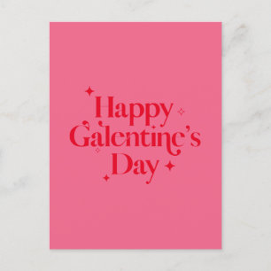 Modern Chic Rosa Red Gnistra Lycklig Galentines Da Helg Vykort