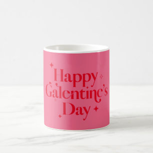Modern Chic Rosa Red Gnistra Lycklig Galentines Da Kaffemugg