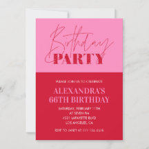 Modern Chic Rosa Typografi 66:e födelsedagsfesten