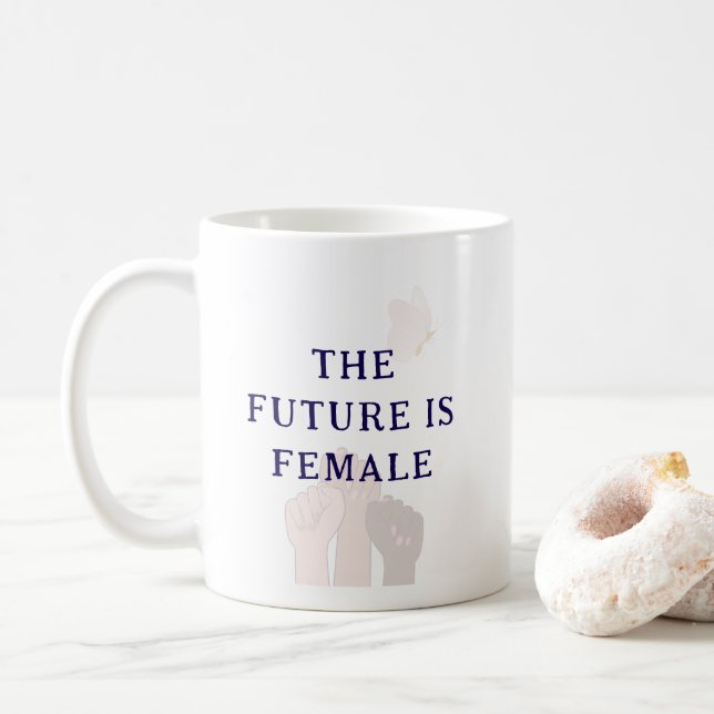 Modern Chic Rosa Vattenfärg Framtiden Är Kvinnlig Kaffemugg (Med munk)