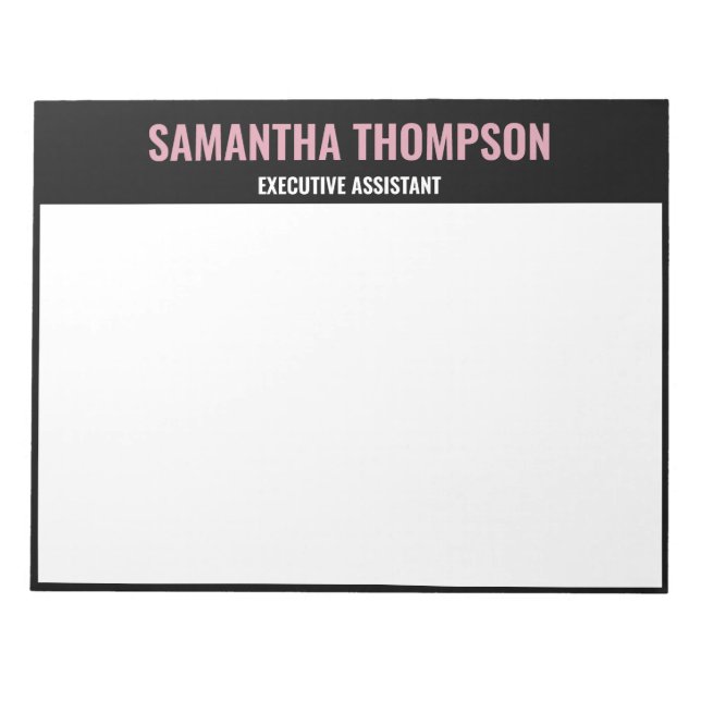 Modern Chic Rosa, Vit & Svart Anteckningsblock (Framsida)