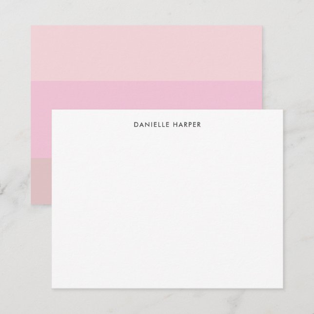 Modern Chic Rosenskär Pastell Ljusrosa Anteckningskort (Fram/baksida)