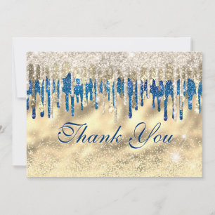 Modern Chic Royal Blue Guld Glitter Drives Tack Kort