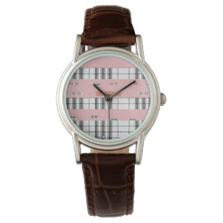 Modern Chic Rutiga Svarta och Vita Damklocka Armbandsur