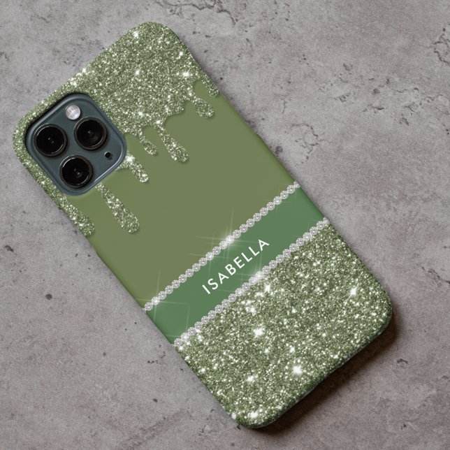 Modern Chic Sage Grönt Glitter Gnistra Diamond (Skapare uppladdad)