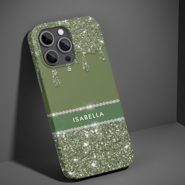 Modern Chic Sage Grönt Glitter Gnistra Diamond (Skapare uppladdad)
