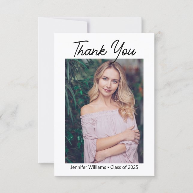 modern chic script-examen foto minimal tack kort (Framsida)