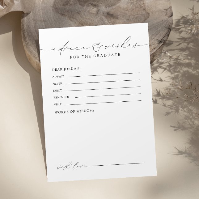 Modern Chic Script Examenstips & önskningar Rådkort (Modern Chic Script Graduate advice & wishes Card)