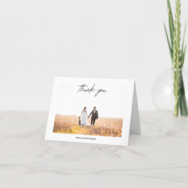 Modern Chic Script Handstil Bröllopsfoto Tack Kort