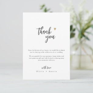 Modern Chic Script Minimalist Bröllop Tack Kort