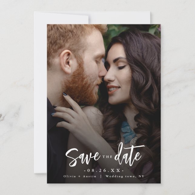 Modern Chic Script Minimalistisk Spara Datum Datumet (Framsida)