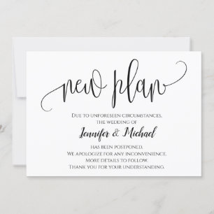 Modern Chic Script Nytt planer annulleras tillkänn Inbjudningar
