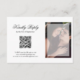 Modern Chic Script Photo QR Code Bröllop OSA Kort