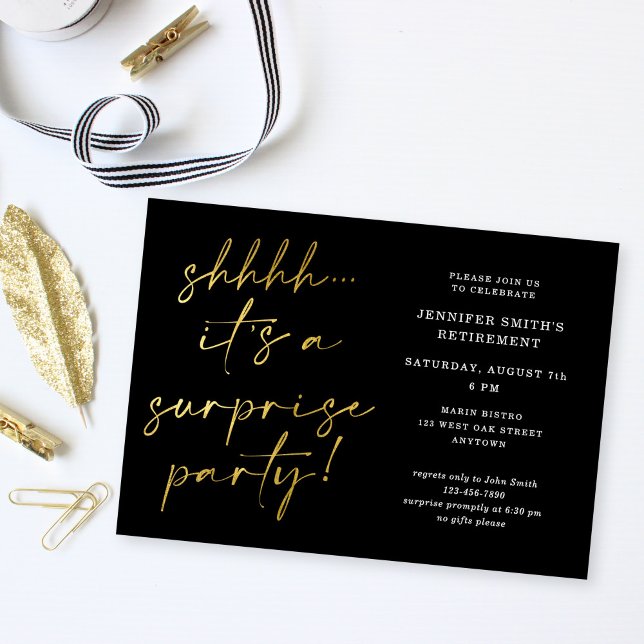 Modern Chic Script Shhh Surprise Retirement Party  Inbjudningar (Skapare uppladdad)
