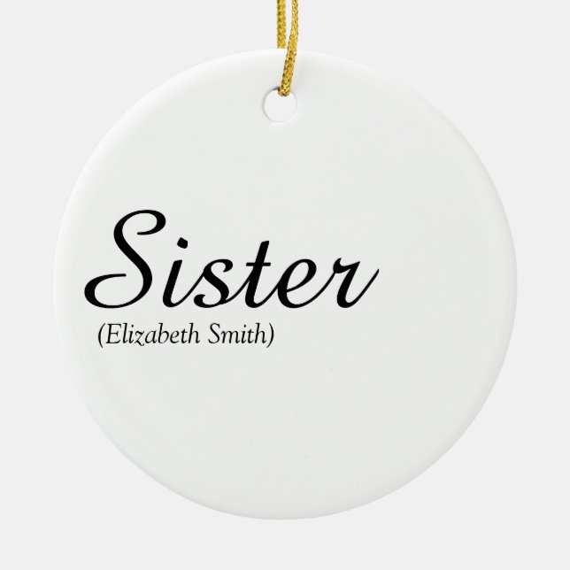 Modern Chic Script Världens Bästa Syster Definitio Julgransprydnad Keramik (Framsidan)