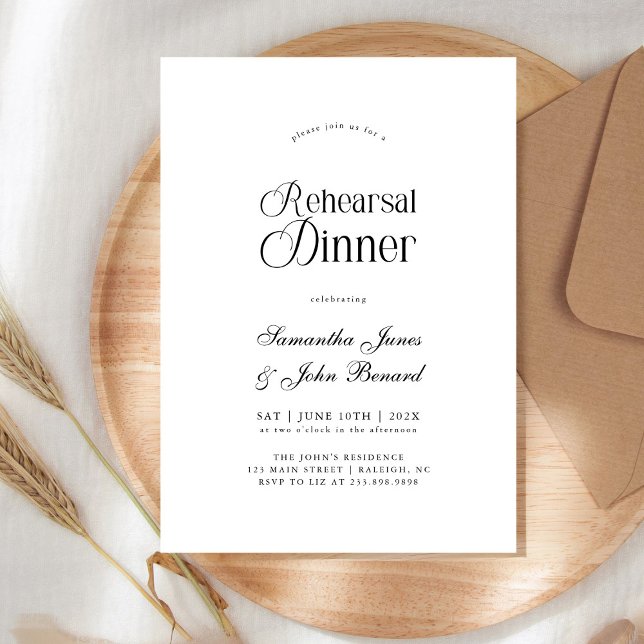 Modern Chic Script Wedding Rehearsal Dinner Inbjudningar (Skapare uppladdad)