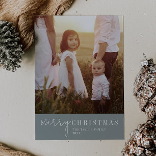 Modern Chic Seafoam God jul Photo Julkort