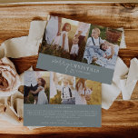 Modern Chic Seafoam Photo Collage News Julkort<br><div class="desc">Det här moderna helgdag för perfekt av bilder från skaldjur i chicen är snyggtens Julhälsningar. Den här enkla boho-designen har en klassisk, sofistikerad kalligrafi i en minsta muterad dammig blå grönt och vit. Anpassa kortet med 5 foton (2 på framsidan och 3 på baksidan), din familj namn, första namn och...</div>