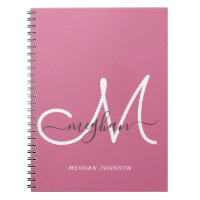 Modern Chic Shock rosa, vitt skript, monogrammat