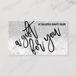 Modern Chic Silver Marble Gift Certificate Visitkort