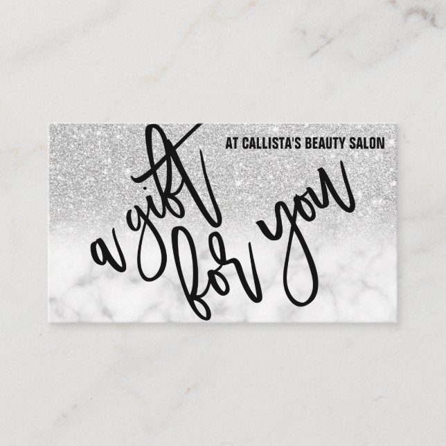 Modern Chic Silver Marble Gift Certificate Visitkort (Framsida)