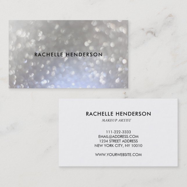 Modern chic silver minimalistisk professionell visitkort (Fram/baksida)