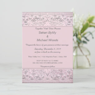 Modern Chic Silver Paisley Inbjudningar