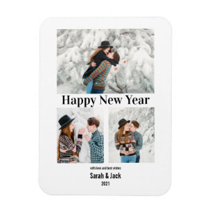 Modern chic-skriptfoto gott nytt år magnet