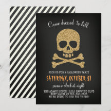 Modern Chic Skull Halloween fest-inbjudan