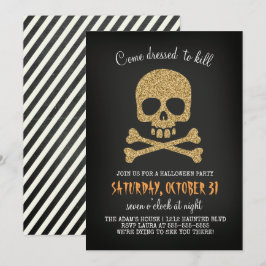 Modern Chic Skull Halloween fest-inbjudan Inbjudningar