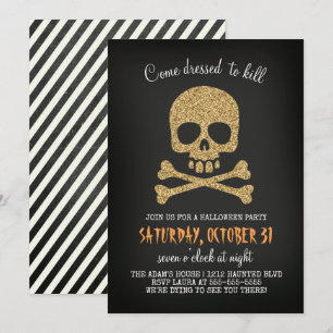 Modern Chic Skull Halloween fest-inbjudan Inbjudningar