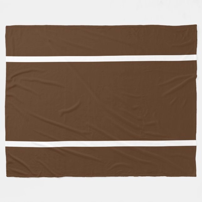 Modern Chic Slender White Rand på kakaobasen Brown Fleecefilt (Framsidan (Horisontell))