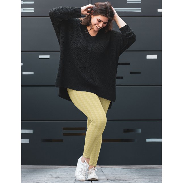Modern Chic Snyggt Guld Triangle Mönster Mode Leggings (Modern Chic Stylish Gold Triangle Pattern Fashion Leggings)