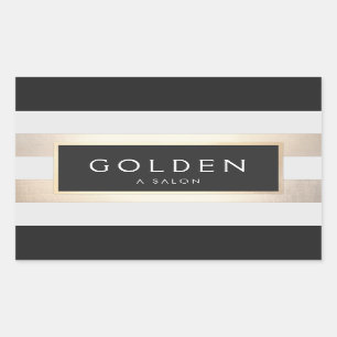 Modern Chic - stripe FAUX Gold Foil och Black Rektangulärt Klistermärke