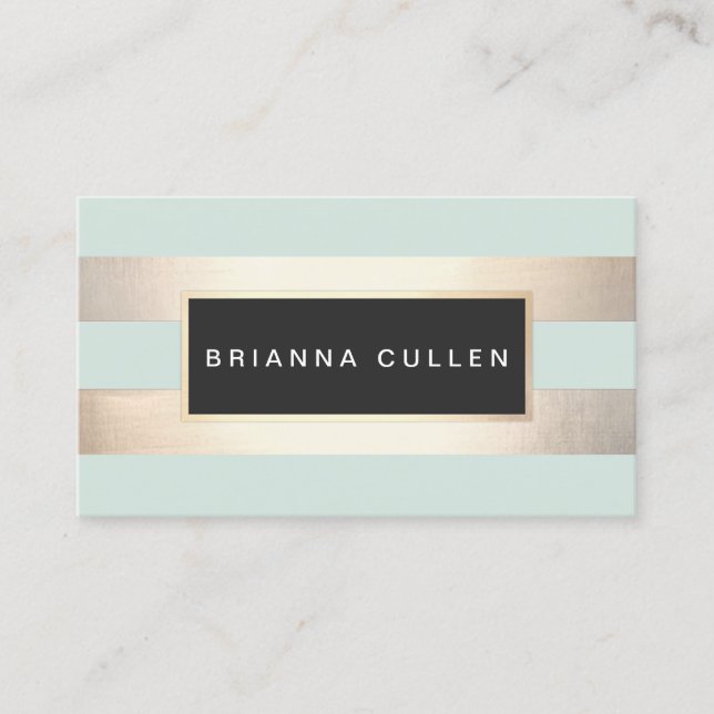 Modern Chic - Stripe FAUX Gold Foil och Turcos Visitkort (Framsida)