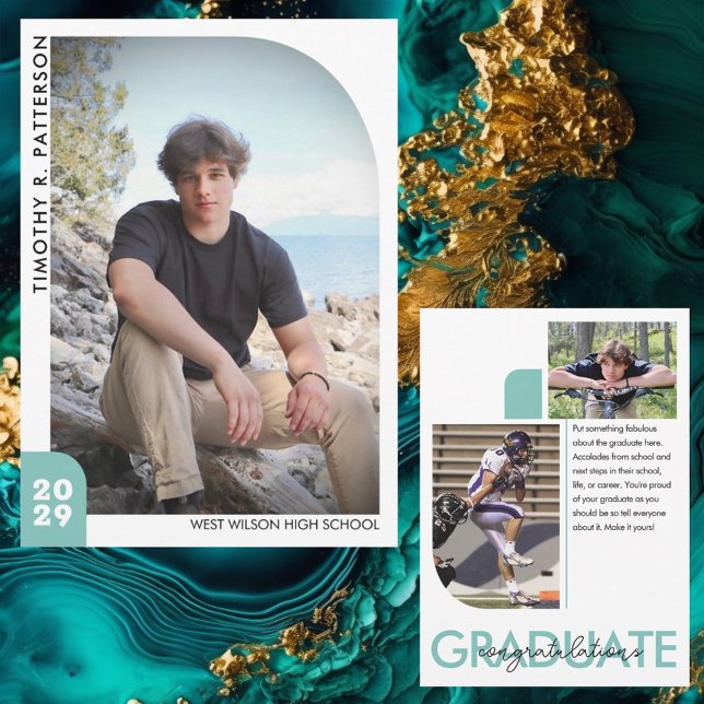 Modern Chic Student 3 Photo Teal Studenten Meddelande (Skapare uppladdad)