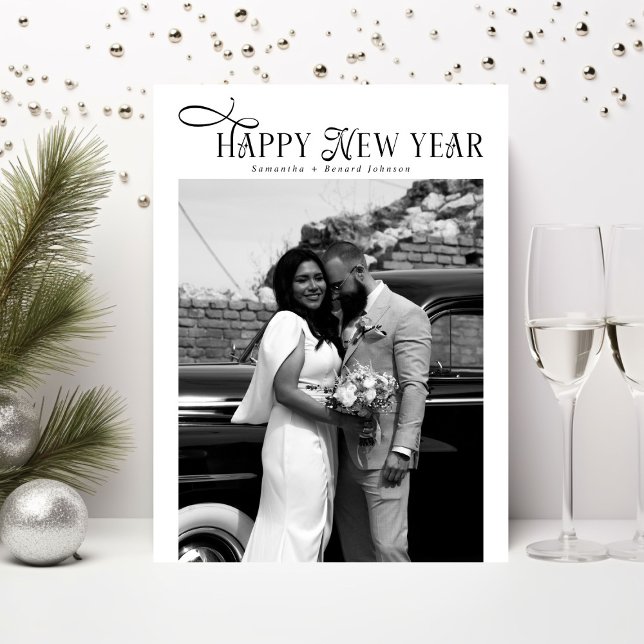 Modern Chic Stylish Photo Collage Happy New Year  Julkort (Skapare uppladdad)