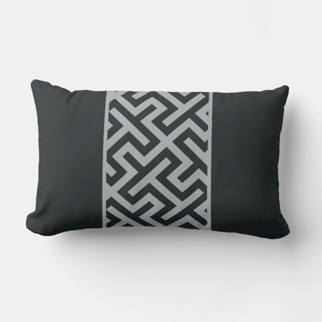 Modern chic svart grått-geometrisk kudde (Framsida)